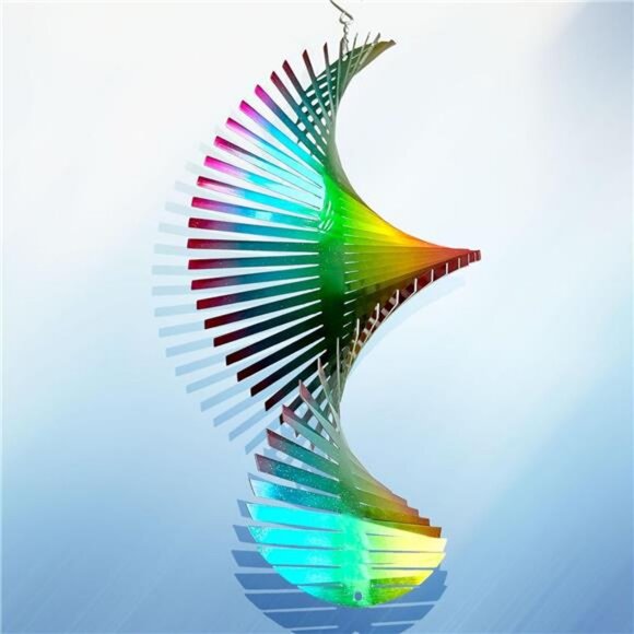 Wind Spinner Rainbow Wave for Yard and Garden,15in Hanging Kinetic Yard Art - Picture 1 of 7